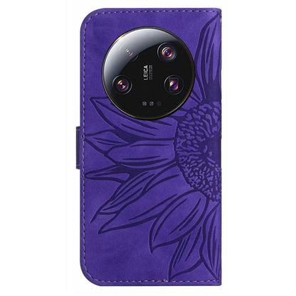 HT04 For Xiaomi 14 Ultra Case Sunflower Pattern Skin-touch Leather Phone Wallet Cover