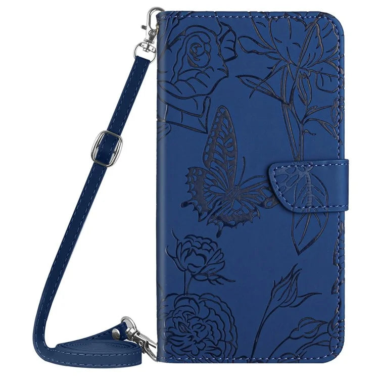HT03 For Xiaomi 14 Ultra Wallet Case Imprinted Leather Phone Protector with Shoulder Strap