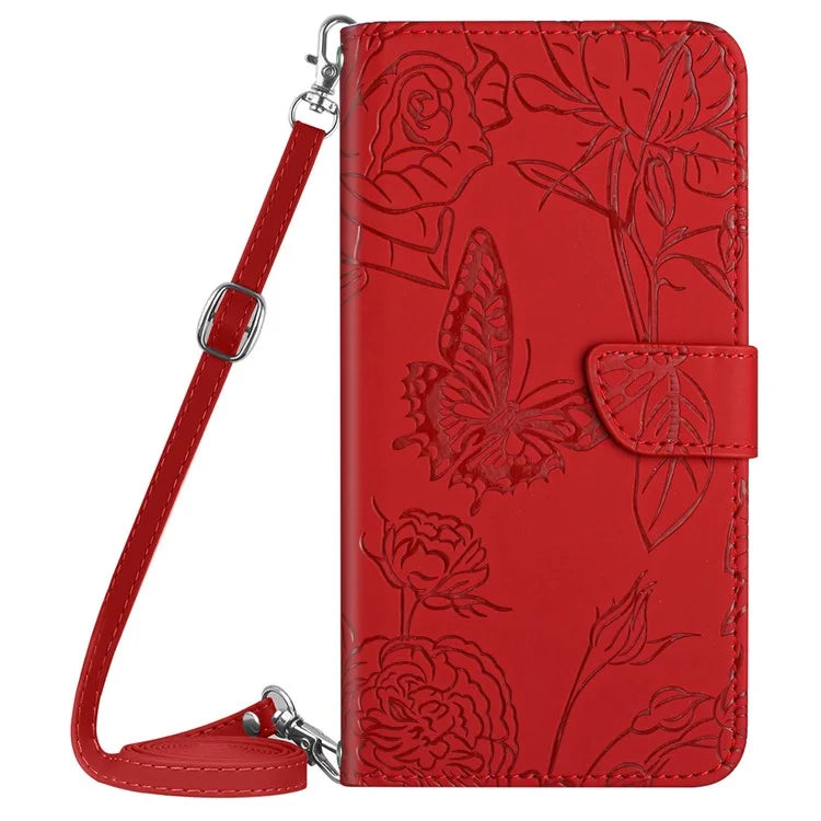 HT03 For Xiaomi 14 Ultra Wallet Case Imprinted Leather Phone Protector with Shoulder Strap