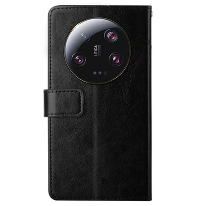 HT01 For Xiaomi 14 Ultra Case Y-shaped Lines Flip Leather Phone Cover with Strap