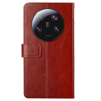 HT01 For Xiaomi 14 Ultra Case Y-shaped Lines Flip Leather Phone Cover with Strap