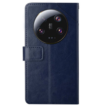 HT01 For Xiaomi 14 Ultra Case Y-shaped Lines Flip Leather Phone Cover with Strap