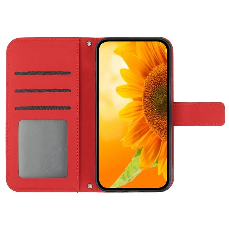 HT04 For Xiaomi 14 Ultra Case Sunflower Flip Leather Phone Cover with Shoulder Strap
