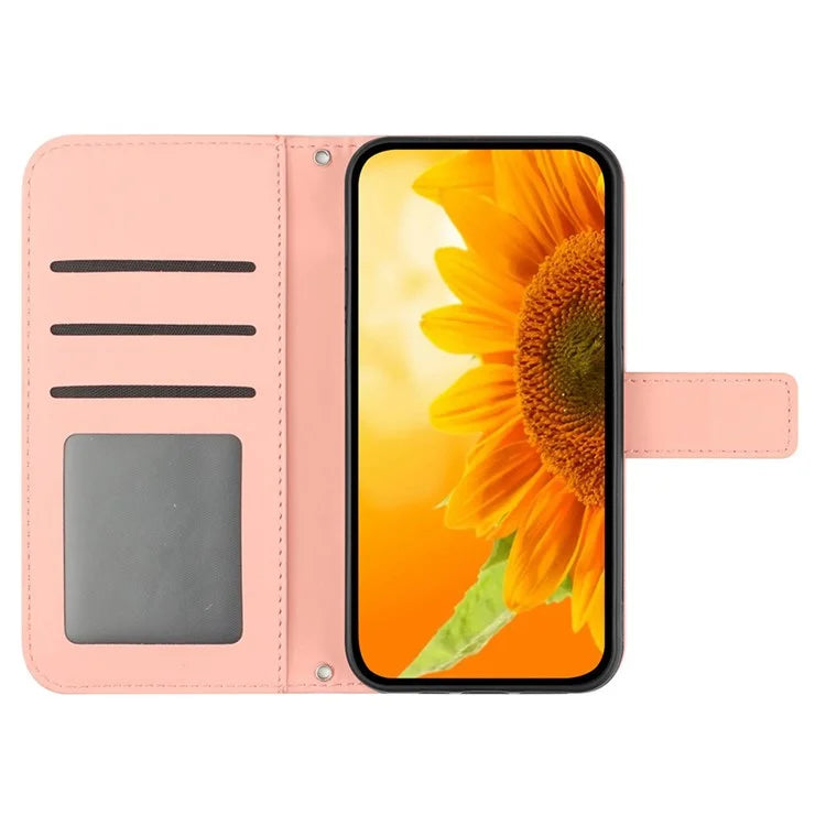 HT04 For Xiaomi 14 Ultra Case Sunflower Flip Leather Phone Cover with Shoulder Strap