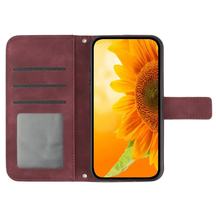 HT04 For Xiaomi 14 Ultra Case Sunflower Flip Leather Phone Cover with Shoulder Strap