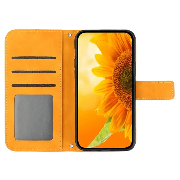 HT04 For Xiaomi 14 Ultra Case Sunflower Flip Leather Phone Cover with Shoulder Strap
