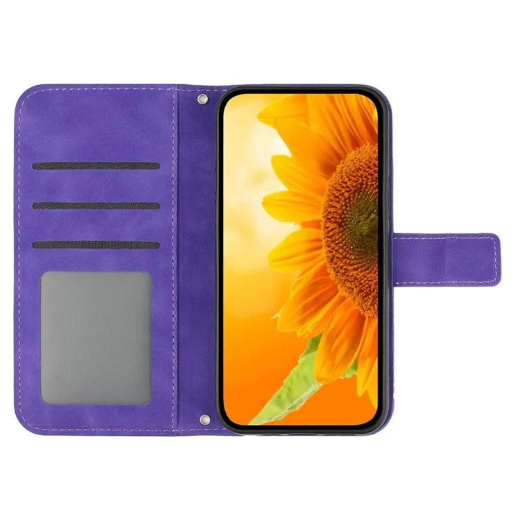 HT04 For Xiaomi 14 Ultra Case Sunflower Flip Leather Phone Cover with Shoulder Strap