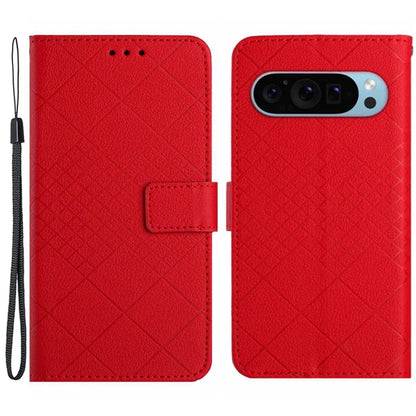 HT06 For Google Pixel 9 Pro Case PU Leather Rhombus Pattern Wallet Phone Cover