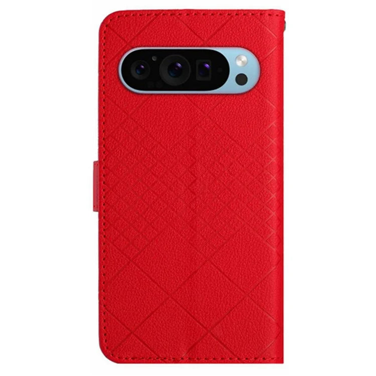 HT06 For Google Pixel 9 Pro Case PU Leather Rhombus Pattern Wallet Phone Cover