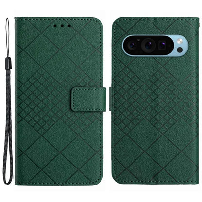 HT06 For Google Pixel 9 Pro Case PU Leather Rhombus Pattern Wallet Phone Cover