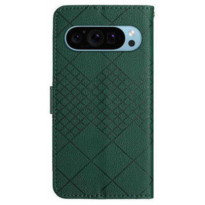 HT06 For Google Pixel 9 Pro Case PU Leather Rhombus Pattern Wallet Phone Cover