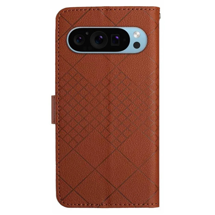 HT06 For Google Pixel 9 Pro Case PU Leather Rhombus Pattern Wallet Phone Cover