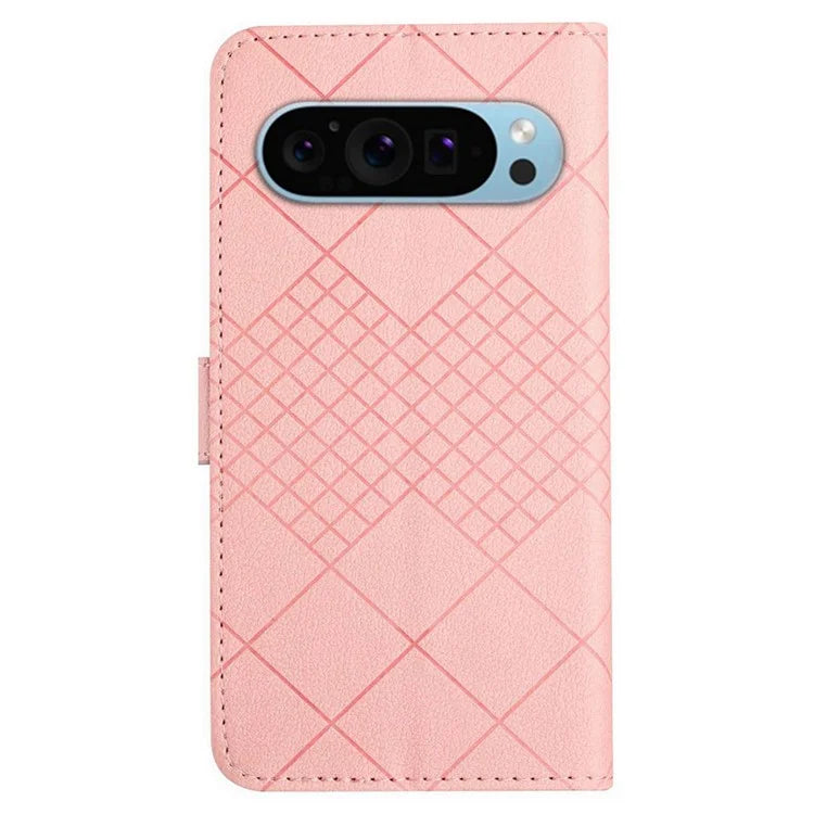 HT06 For Google Pixel 9 Pro Case PU Leather Rhombus Pattern Wallet Phone Cover