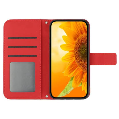 HT04 For Google Pixel 9 Pro Sunflower Case with Strap Wallet Leather Phone Cover
