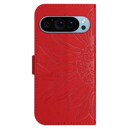 HT04 For Google Pixel 9 Pro Sunflower Case with Strap Wallet Leather Phone Cover