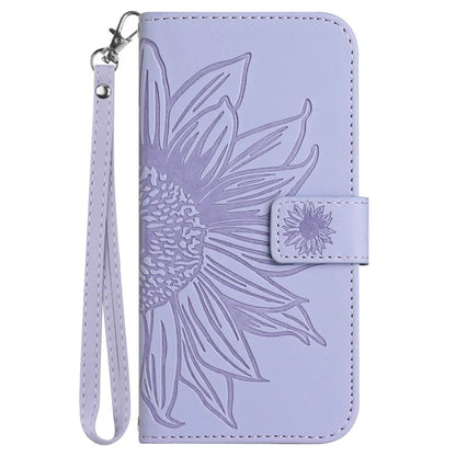 HT04 For Google Pixel 9 Pro Sunflower Case with Strap Wallet Leather Phone Cover