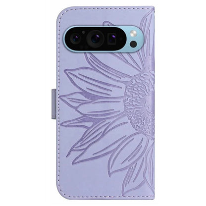 HT04 For Google Pixel 9 Pro Sunflower Case with Strap Wallet Leather Phone Cover