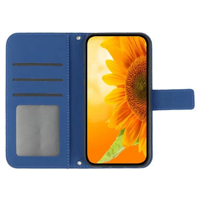 HT04 For Google Pixel 9 Pro Sunflower Case with Strap Wallet Leather Phone Cover