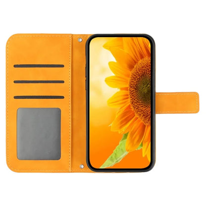 HT04 For Google Pixel 9 Pro Sunflower Case with Strap Wallet Leather Phone Cover