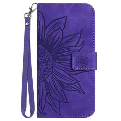 HT04 For Google Pixel 9 Pro Sunflower Case with Strap Wallet Leather Phone Cover