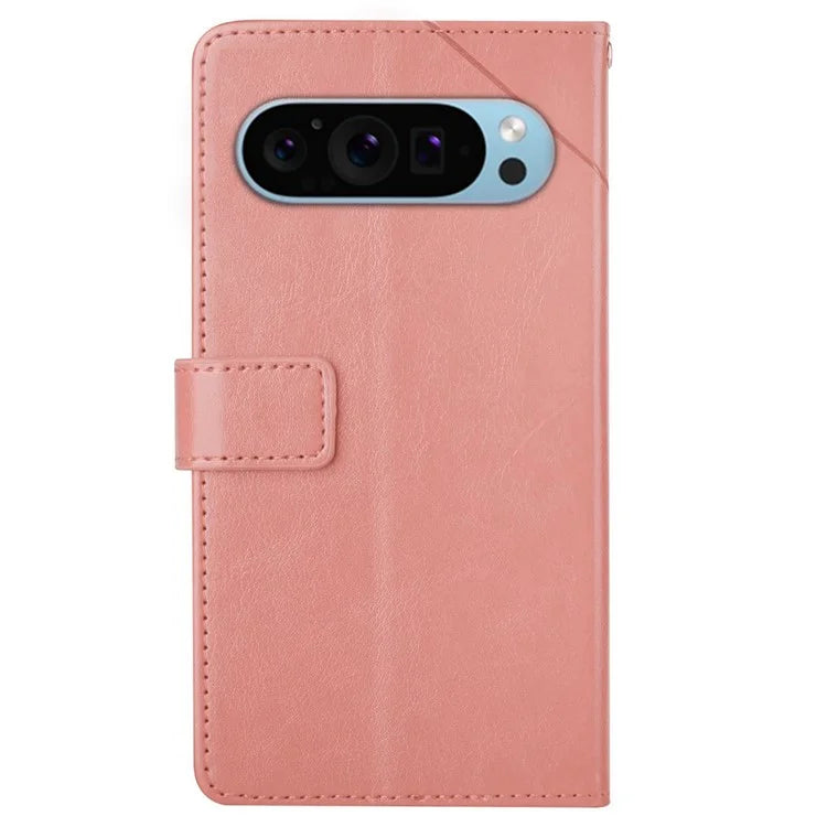 HT01 For Google Pixel 9 Pro Case Wallet PU Leather Stand Phone Cover with Strap