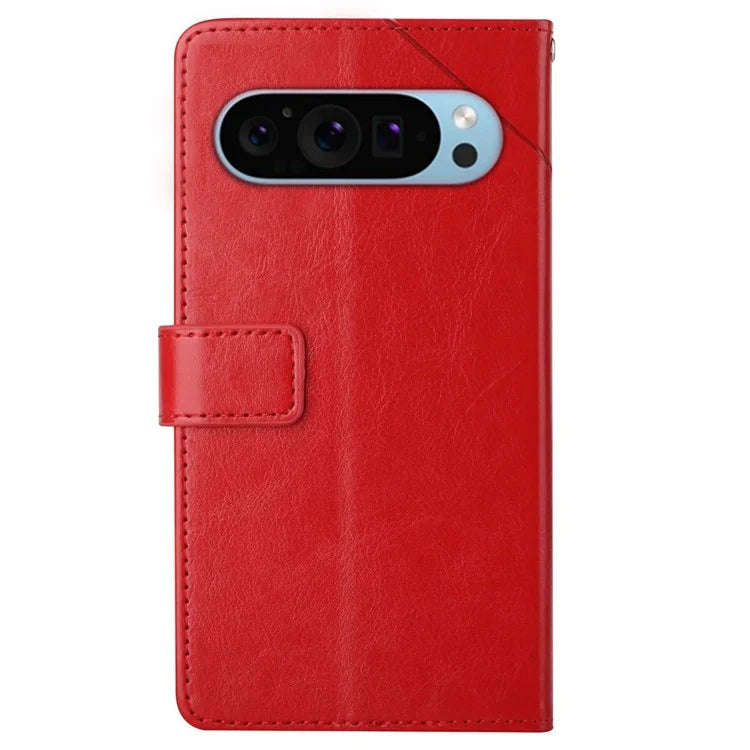 HT01 For Google Pixel 9 Pro Case Wallet PU Leather Stand Phone Cover with Strap