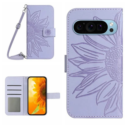 HT04 For Google Pixel 9 Pro Leather Case Crossbody Phone Cover with Wallet Stand