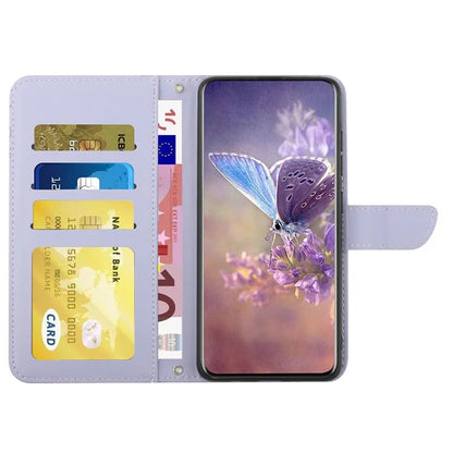 HT03 For Google Pixel 9 Pro Case Flower Imprinted Leather Skin-touch Phone Cover