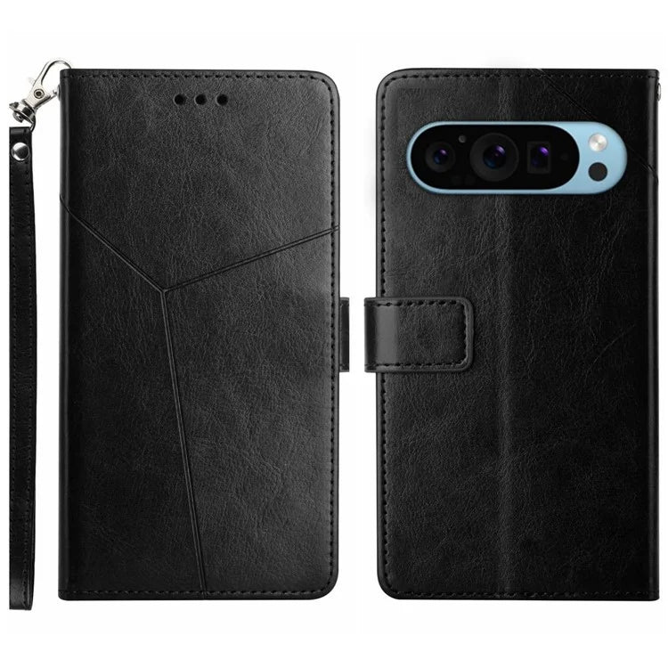HT01 For Google Pixel 9 Leather Case with Strap Wallet Flip Phone Cover