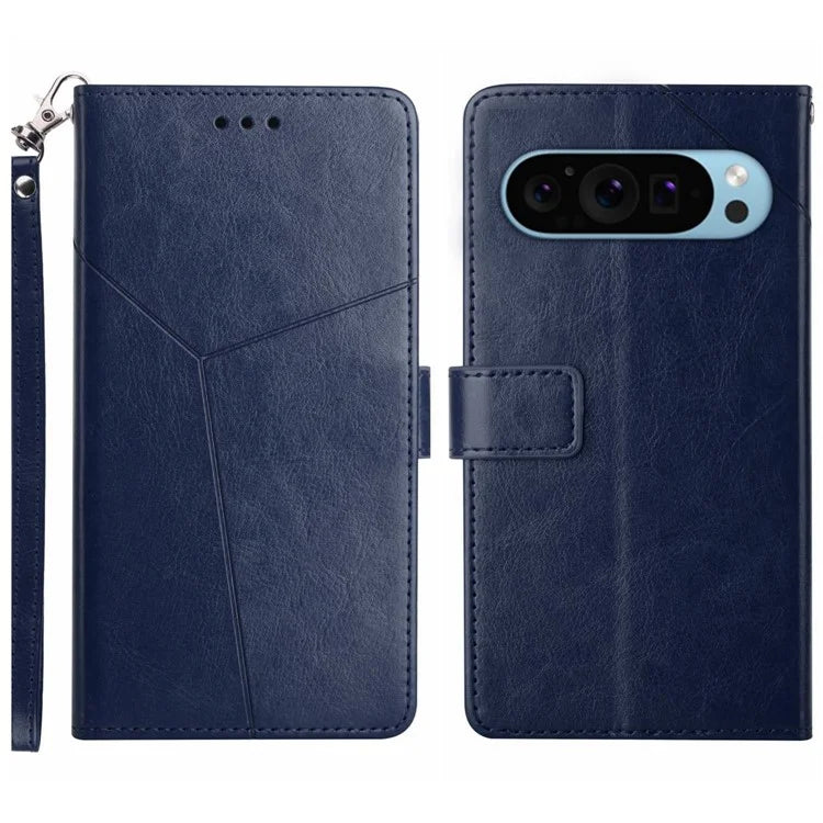 HT01 For Google Pixel 9 Leather Case with Strap Wallet Flip Phone Cover