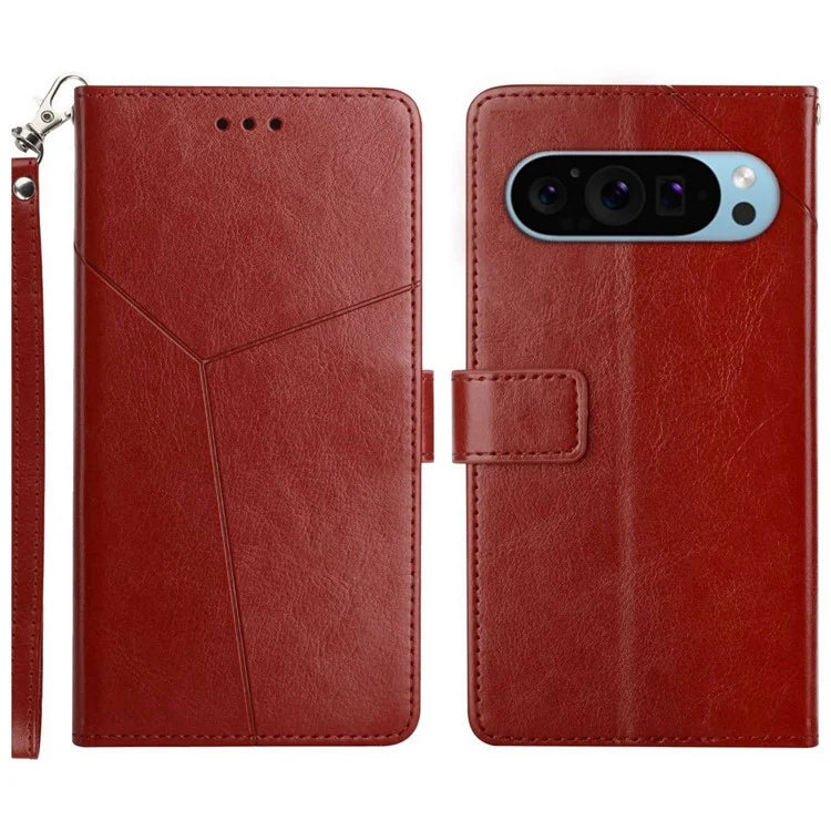 HT01 For Google Pixel 9 Leather Case with Strap Wallet Flip Phone Cover