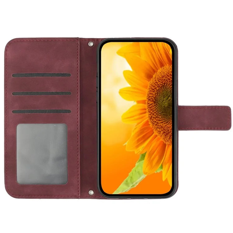 HT04 For Google Pixel 9 Case Sunflower Leather Phone Cover with Wallet Stand