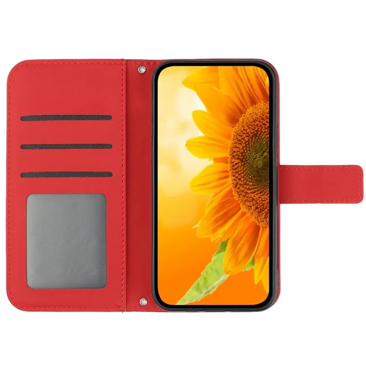HT04 For Google Pixel 9 Case Sunflower Leather Phone Cover with Wallet Stand