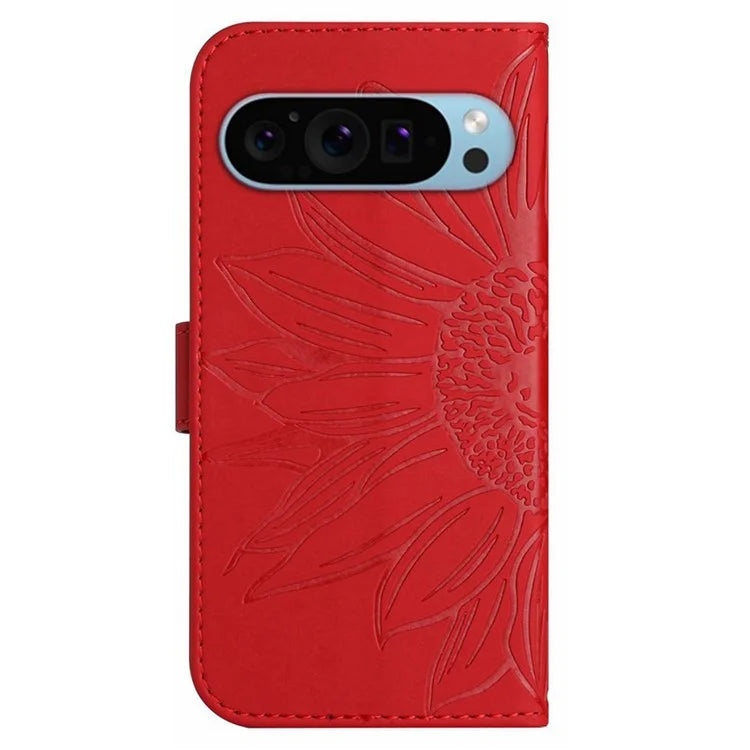 HT04 For Google Pixel 9 Case Sunflower Leather Phone Cover with Wallet Stand