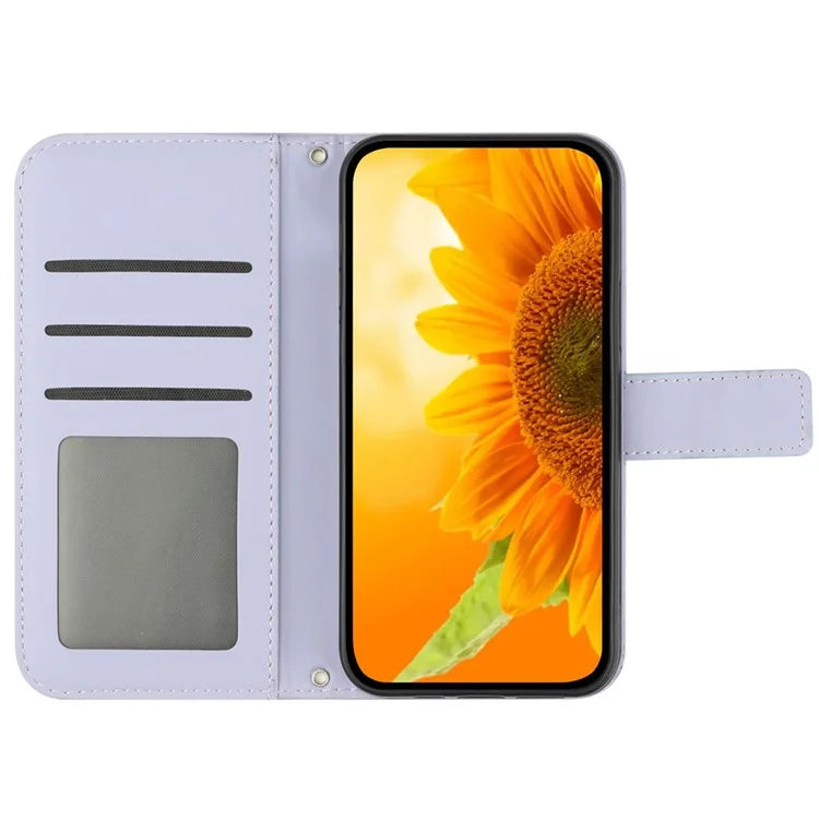 HT04 For Google Pixel 9 Case Sunflower Leather Phone Cover with Wallet Stand