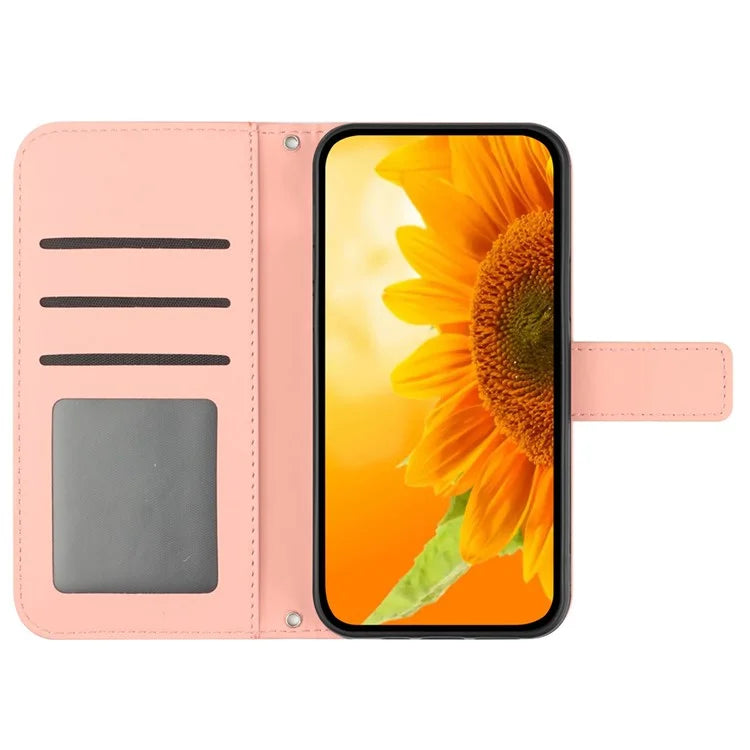 HT04 For Google Pixel 9 Case Sunflower Leather Phone Cover with Wallet Stand
