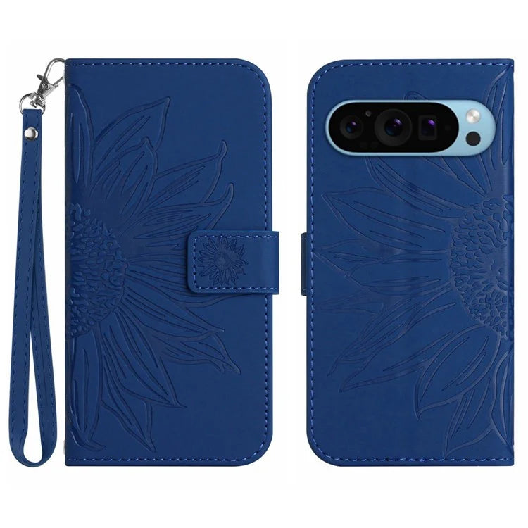 HT04 For Google Pixel 9 Case Sunflower Leather Phone Cover with Wallet Stand
