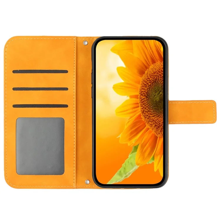 HT04 For Google Pixel 9 Case Sunflower Leather Phone Cover with Wallet Stand