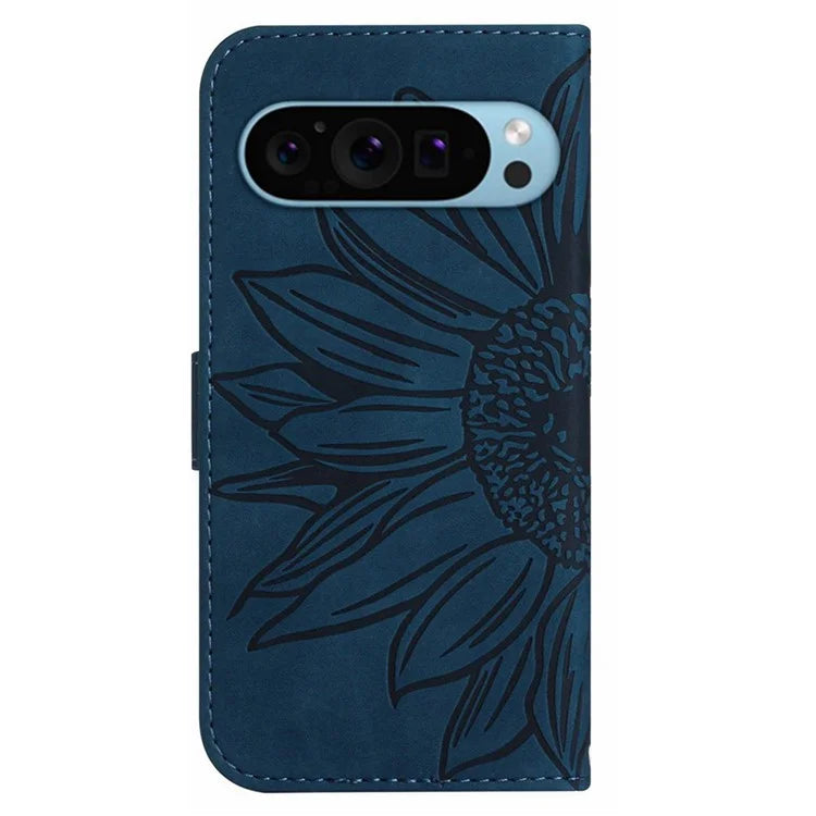 HT04 For Google Pixel 9 Case Sunflower Leather Phone Cover with Wallet Stand