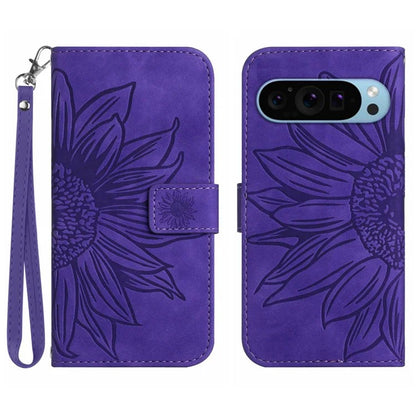 HT04 For Google Pixel 9 Case Sunflower Leather Phone Cover with Wallet Stand