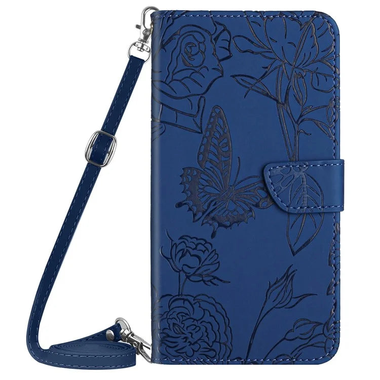 HT03 For Google Pixel 9 Case Imprinted Leather Wallet Phone Cover with Shoulder Strap