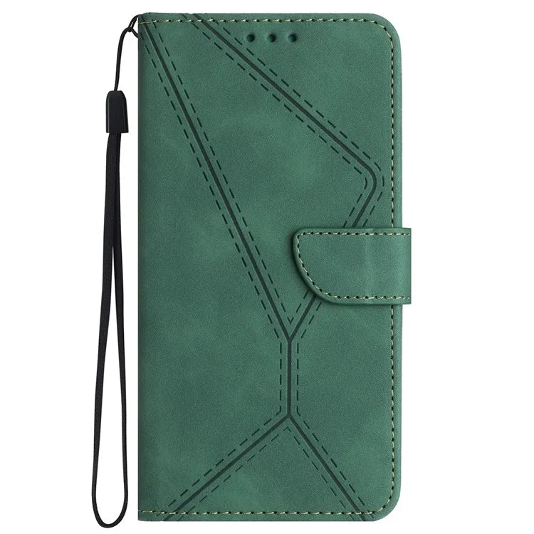 HT05 For Google Pixel 9 Case PU Leather Wallet Phone Cover Lines Imprinted