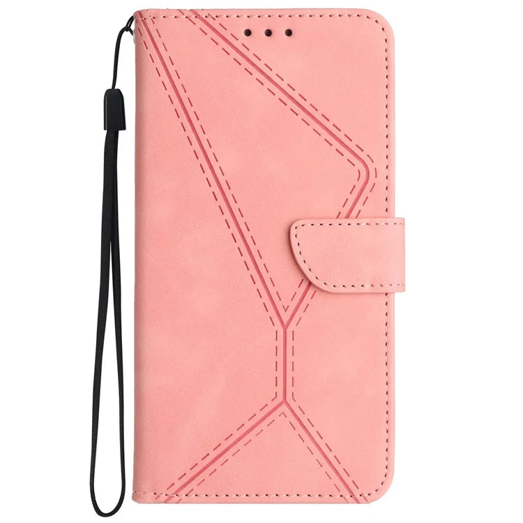 HT05 For Google Pixel 9 Case PU Leather Wallet Phone Cover Lines Imprinted