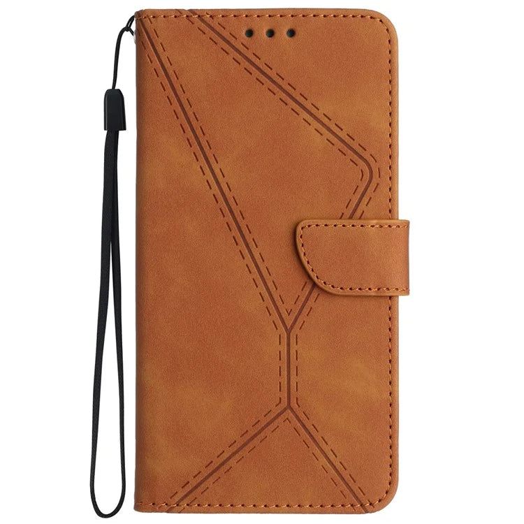 HT05 For Google Pixel 9 Case PU Leather Wallet Phone Cover Lines Imprinted