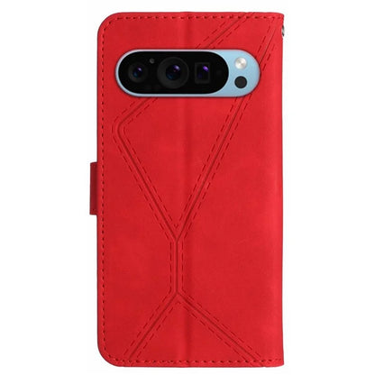 HT05 For Google Pixel 9 Case PU Leather Wallet Phone Cover Lines Imprinted