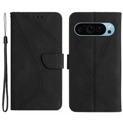 HT05 For Google Pixel 9 Case PU Leather Wallet Phone Cover Lines Imprinted