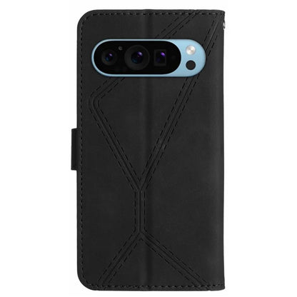 HT05 For Google Pixel 9 Case PU Leather Wallet Phone Cover Lines Imprinted