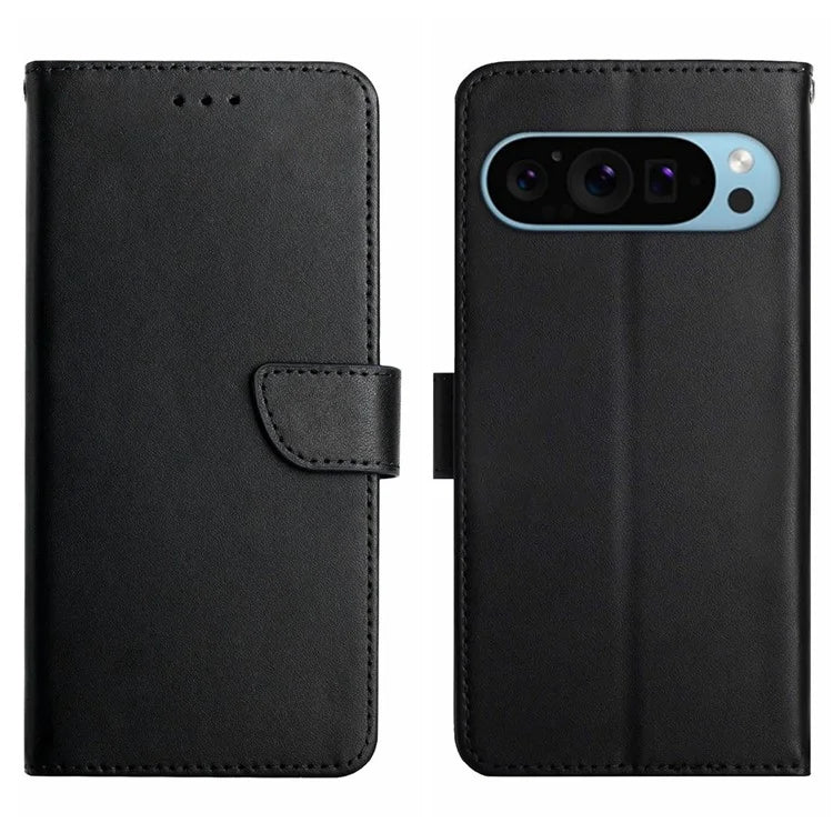 HT02 For Google Pixel 9 Case Genuine Cow Leather Wallet Flip Phone Cover