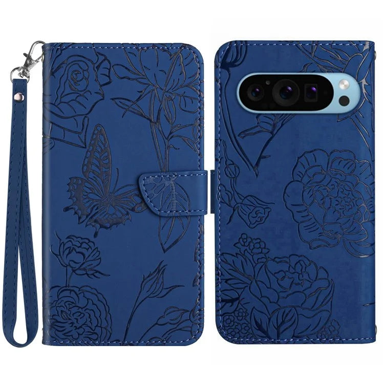 HT03 For Google Pixel 9 Case Butterfly Flower Shockproof Phone Cover Wallet