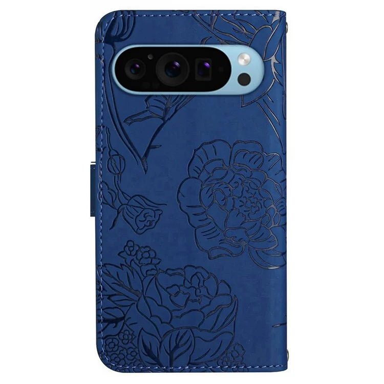HT03 For Google Pixel 9 Case Butterfly Flower Shockproof Phone Cover Wallet